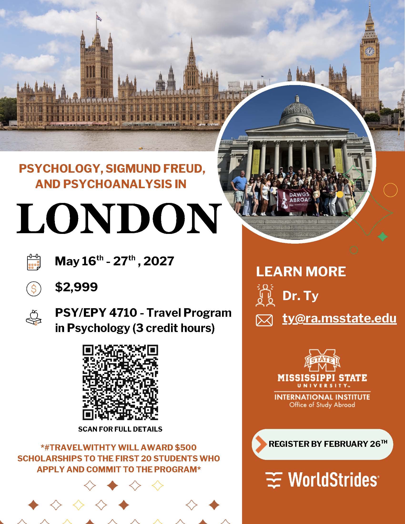 Mississippi State to London, England 2027 Flyer