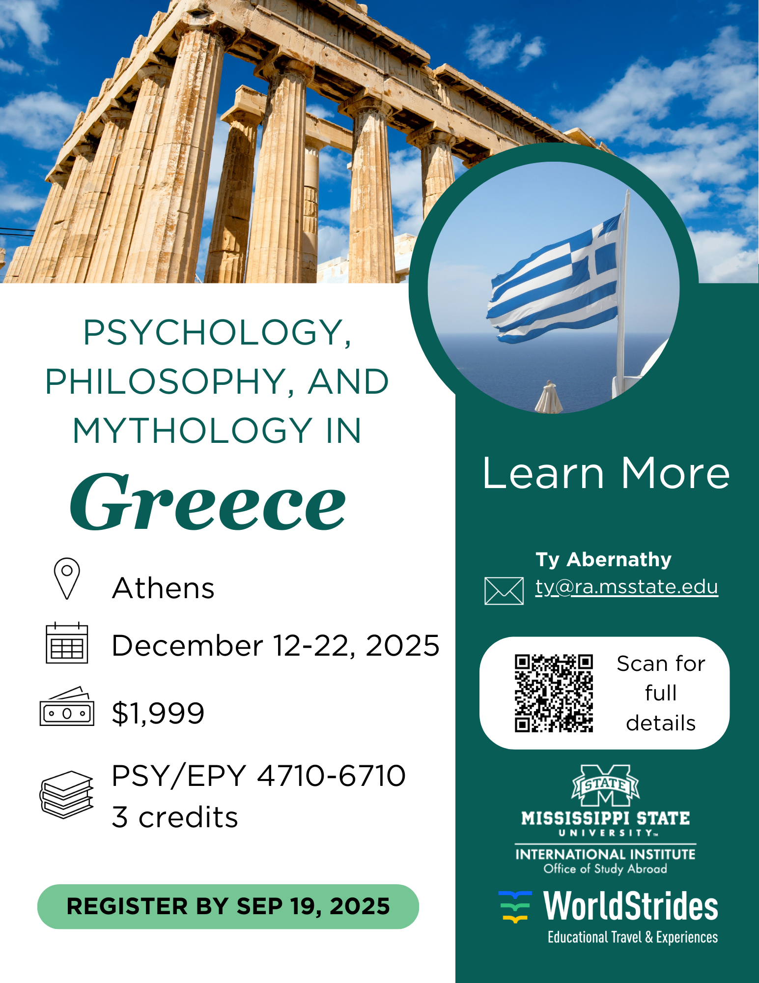 Study Abroad Greece 2025 flyer